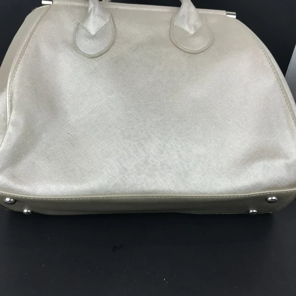 Catherine Malandrino Silver metallic leather tote with crossbody strap